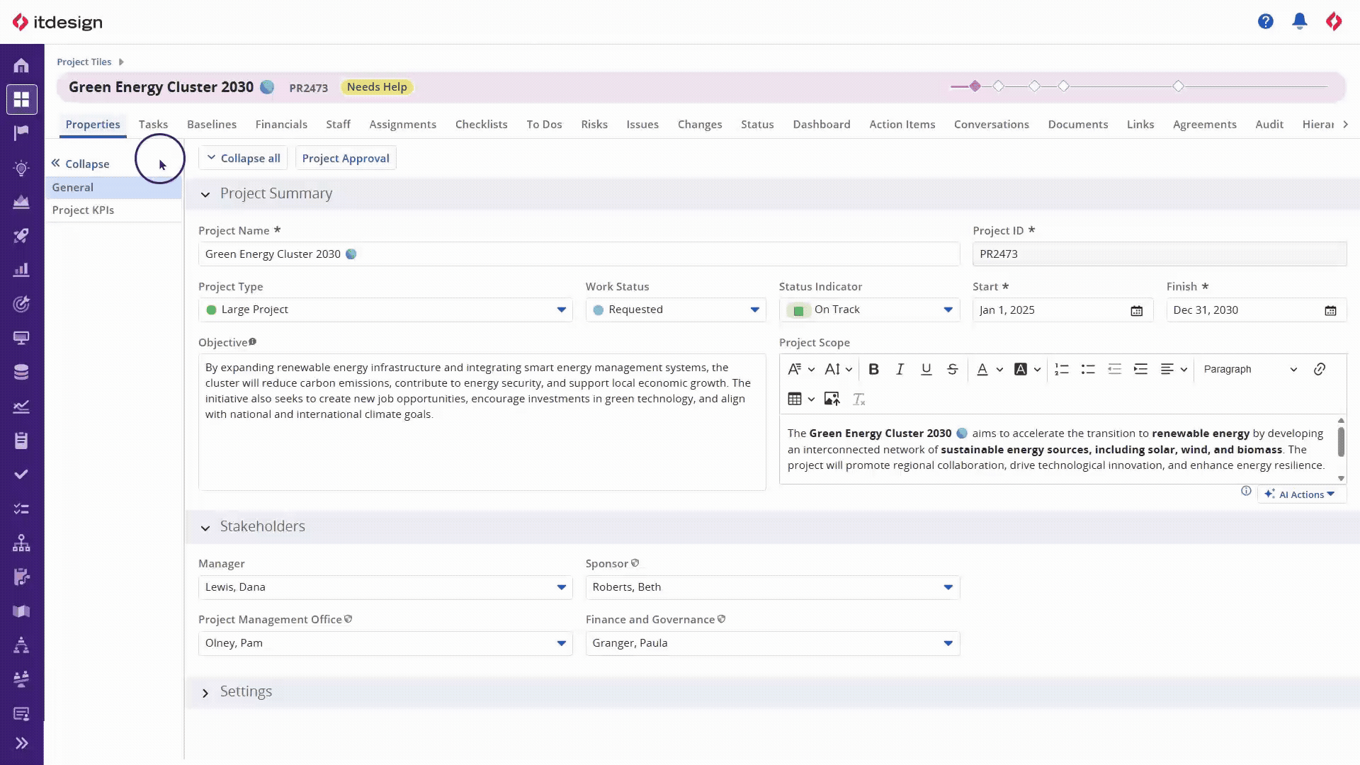 Clarity Release 16.3.2: Blueprint-Unterregisterkarten zum Gruppieren von Attributen